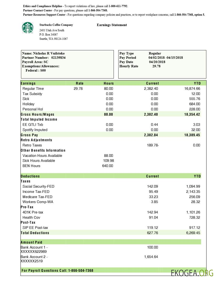 Modèle de déclaration de résultats de Starbucks Coffee Company aux formats Word et PDF.pdf, 1